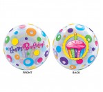 22" Happy Bday Cupcakes Bubble Balloon